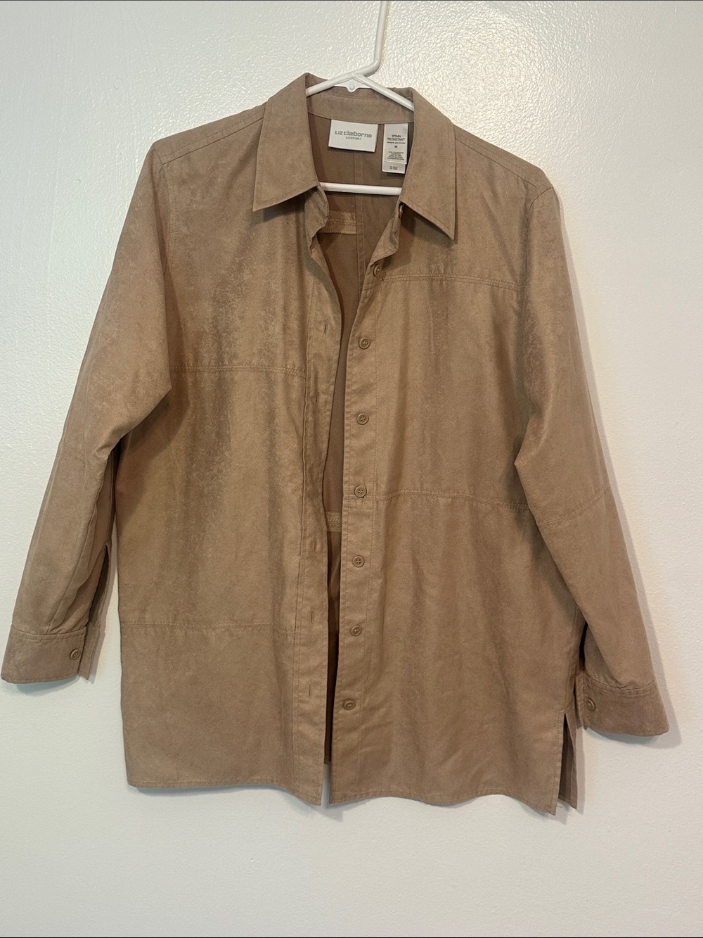 Vintage Liz Claiborne Light Brown Faux Suede Shirt Jacket